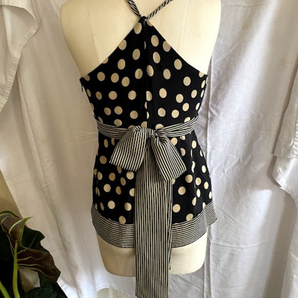 BCBGMaxazria Polka Dot Halter, XS black and cream - Picture 7 of 10
